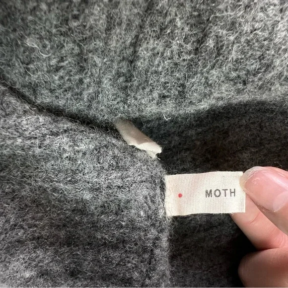 Moth Anthropologie Turtleneck Sweater Women's Small Grey Wool Blend Knit Minimal - Picture 7 of 16